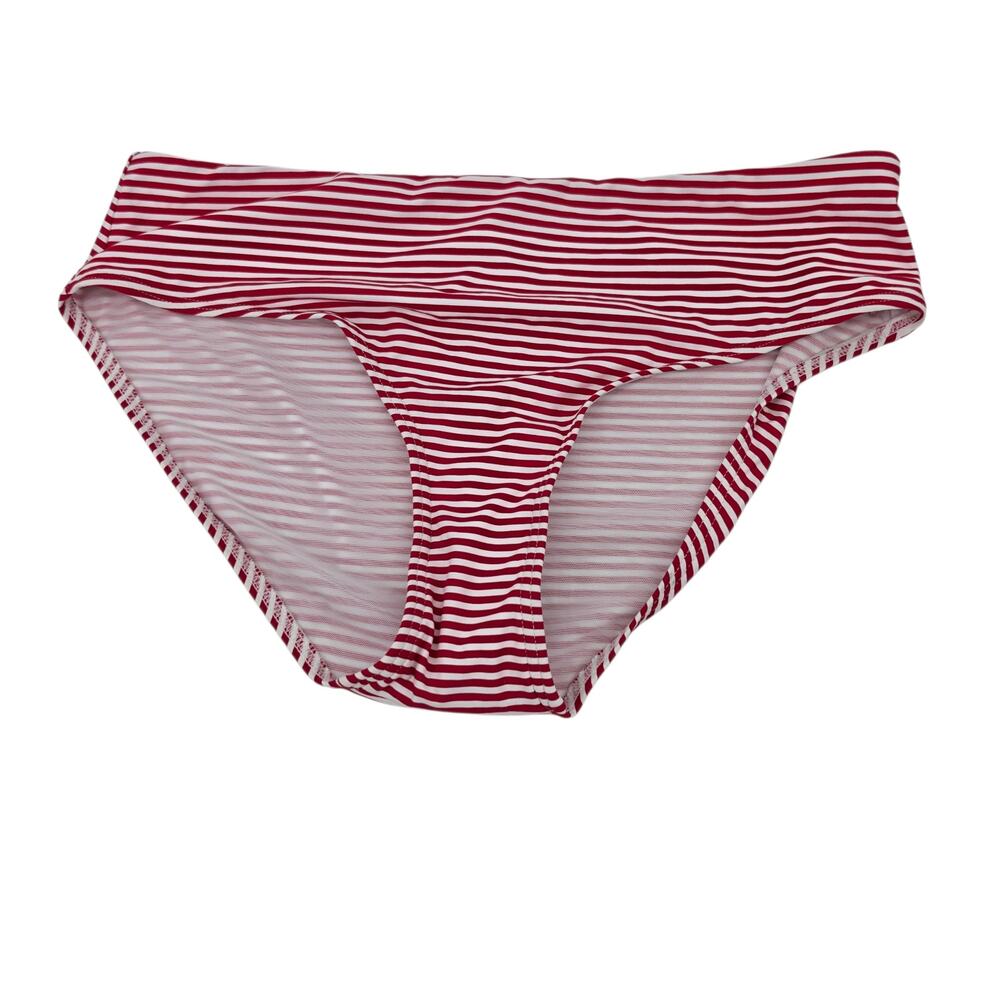 NWOT Sea Level Swim Red & White Stripe Varsity Mid Rise Bikini Bottoms Size 8